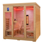 MO-RL4SL Infrared sauna with loungers and salt stone | Modern Design | Panoramic Glass