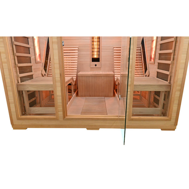 MO-RL4SL Infrared sauna with loungers and salt stone | Modern Design | Panoramic Glass