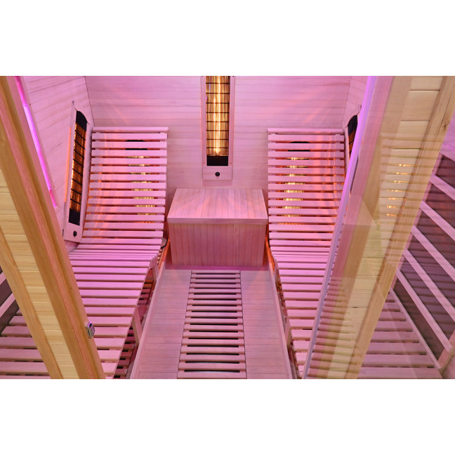 MO-RL4SL Infrared sauna with loungers and salt stone | Modern Design | Panoramic Glass