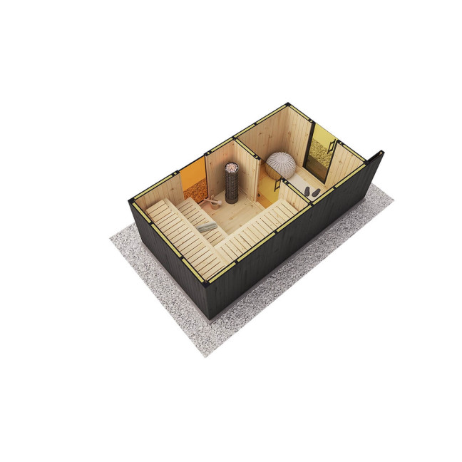 High Quality Garden Sauna Musta Black For Garden 400x200 cm | Wellness | Relax | SPA | Scandinavian Style | Luxury Relaxation