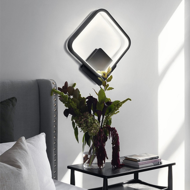 Wall lamp LED square black 14W 4000K