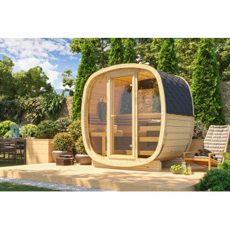 Outdoor sauna Uku 130 for 3-4 persons / Electric heating only / High-quality Nordic spruce (Pine Thermal Wood)