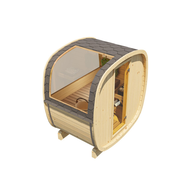 Outdoor sauna Uku 130 for 3-4 persons / Electric heating only / High-quality Nordic spruce (Pine Thermal Wood)