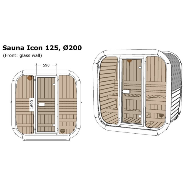 Outdoor Sauna Icon Easter Limited Black Edition  2-3 people / Electric heating only / High-quality Thermowood wall
