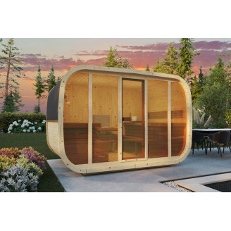 Klaar outdoor sauna for 4-6 persons / Electric heating only / High-quality Nordic spruce ( pine thermal wood) | Wellness