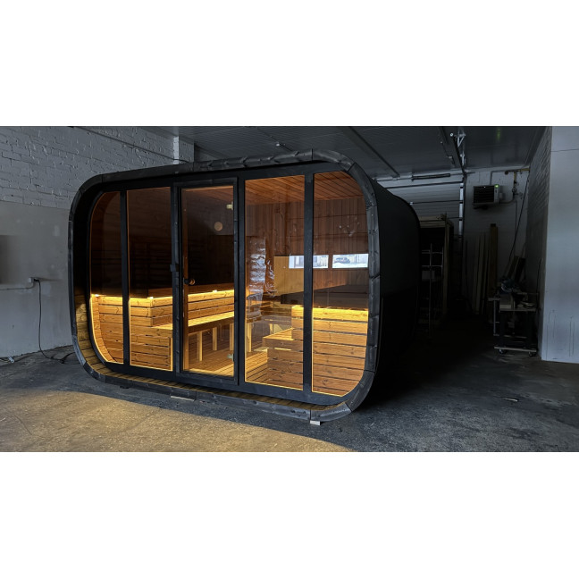 Klaar outdoor sauna for 4-6 persons / Electric heating only / High-quality Nordic spruce ( pine thermal wood) | Wellness