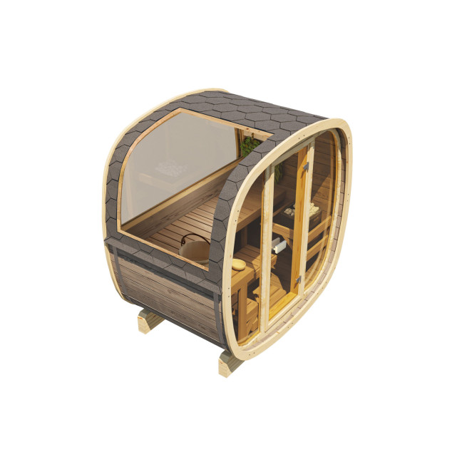 Outdoor sauna Uku 130 for 3-4 persons / Electric heating only / High-quality Nordic spruce (Pine Thermal Wood) | Wellness