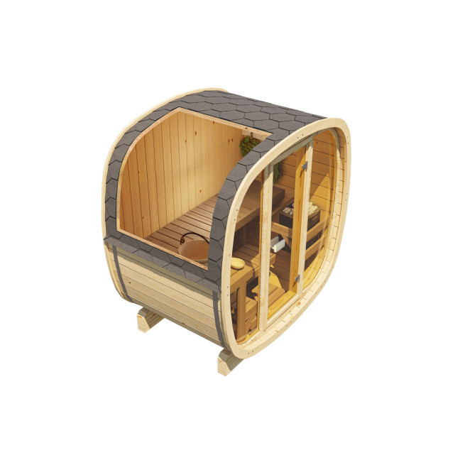 Outdoor sauna Uku 130 for 3-4 persons / Electric heating only / High-quality Nordic spruce (Pine Thermal Wood) | Wellness