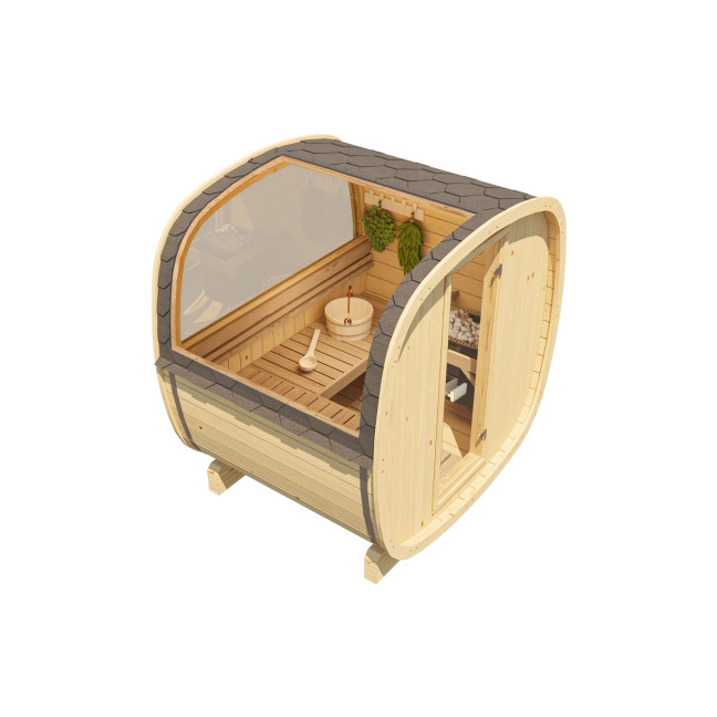 Outdoor sauna Uku 160 for 3-4 persons / Electric heating only / High-quality Nordic spruce ( pine thermal wood) | Wellness