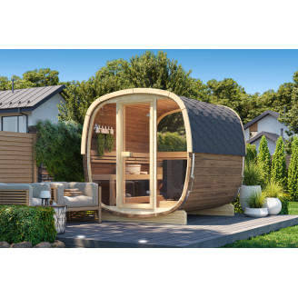 Outdoor sauna Uku 230 for 4-6 persons / Electric heating only / High-quality Nordic spruce ( pine thermal wood) | Wellness