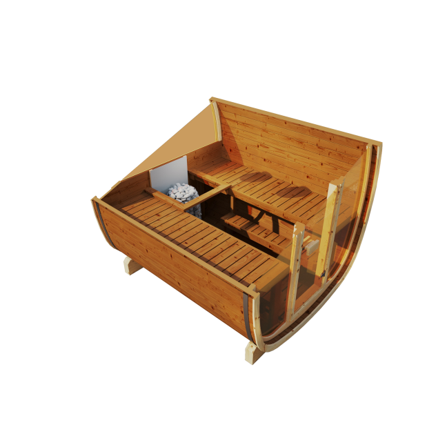 Outdoor sauna Uku 230 for 4-6 persons / Electric heating only / High-quality Nordic spruce ( pine thermal wood) | Wellness