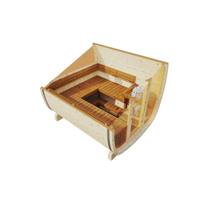 Outdoor sauna Uku 230 for 4-6 persons / Electric heating only / High-quality Nordic spruce ( pine thermal wood) | Wellness