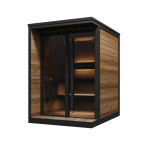 HIKI S Outdoor Sauna Thermowood for 3-4 People - Modern Garden or Terrace Sauna in Scandinavian Style, Fired Heater