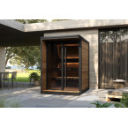 HIKI S Outdoor Sauna Thermowood for 3-4 People - Modern Garden or Terrace Sauna in Scandinavian Style, Fired Heater