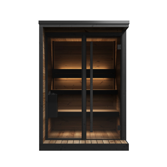 HIKI S Outdoor Sauna Thermowood for 3-4 People - Modern Garden or Terrace Sauna in Scandinavian Style, Fired Heater