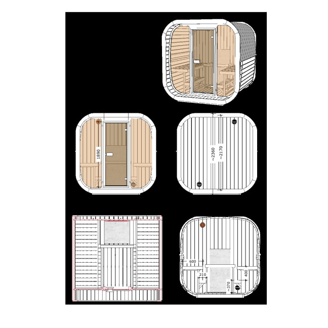 Icon 220 XL Garden Sauna for 4 people / Electric or Wood Burning Heater Harvia / High Quality Heat Treated Scandinavian Spruce