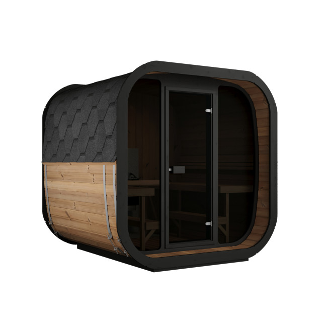 Icon 220 XL Outdoor Sauna (Full Glass Front Wall) for 4 people / Electric or Wood Burning Heater Harvia