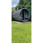 Barrel Sauna 280 Delux (Full Front Glass) Outdoor for 4 persons / Electric or Wood-Burning Heater Harvia 400