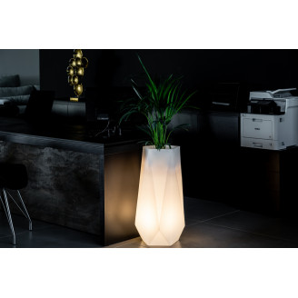 White Siena garden pot with lighting