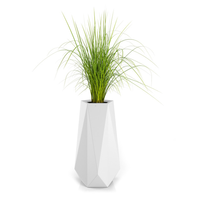 White Siena garden pot with lighting