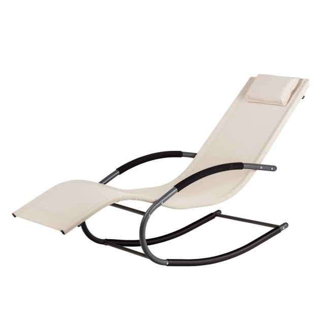 Garden Lounger with Headrest | Folding beach lounger for balcony or patio Black/Grey | Garden furniture,