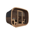 Sauna Modern Cubus Premium Sauna (Full Front Glass) Outdoor 4-person / Electric or Wood-Burning Heater Harvia 400 /
