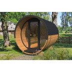Barrel Sauna 280 Delux (Full Front Glass) Outdoor for 4 persons / Electric or Wood-Burning Heater Harvia 400 / High Quality