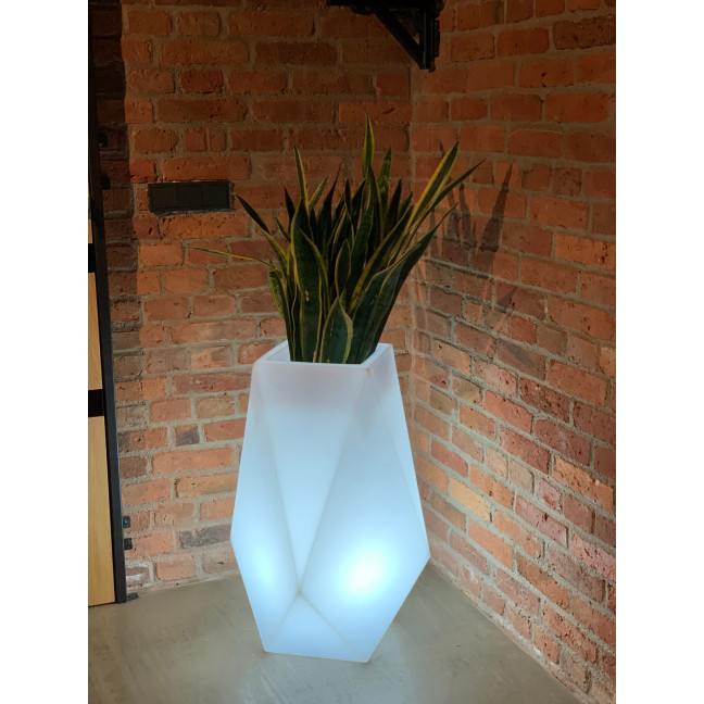 White garden pot Volcano with lighting