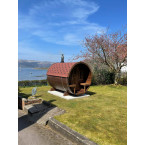 Barrel Sauna 280 Delux (Full Front Glass) Outdoor for 4 persons / Electric or Wood-Burning Heater Harvia 400 / High Quality