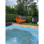 Barrel Sauna 280 Delux (Full Front Glass) Outdoor for 4 persons / Electric or Wood-Burning Heater Harvia 400 / High Quality