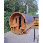 Barrel Sauna 280 Delux (Full Front Glass) Outdoor for 4 persons / Electric or Wood-Burning Heater Harvia 400 / High Quality