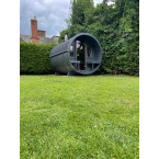 Barrel Sauna 280 Delux (Full Front Glass) Outdoor for 4 persons / Electric or Wood-Burning Heater Harvia 400 / High Quality