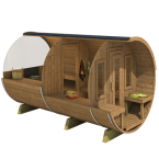 Barrel Sauna 400 Delux (Half-Moon Glass) Outdoor for 4 persons / Electric or Wood-Burning Heater Harvia 400 / High-Quality