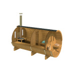 Barrel Sauna 400 Delux (Half-Moon Glass) Outdoor for 4 persons / Electric or Wood-Burning Heater Harvia 400 / High-Qualit