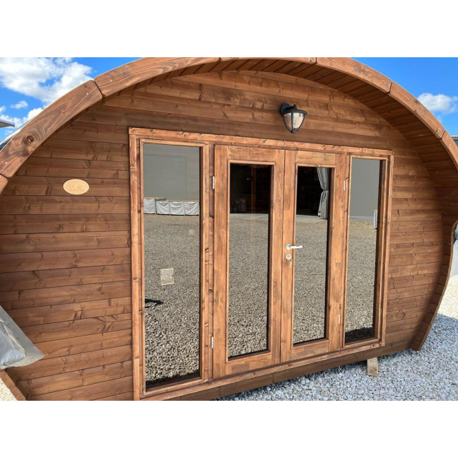 Oval Sauna Frodo 500 Outdoor for 8 people / Electric or Wood Burning Harvia Stove / High Quality Heat Treated Spruce