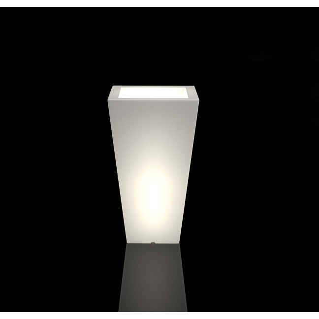 White Slim garden pot with lighting