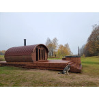 Oval Sauna Frodo 500 Outdoor for 8 people / Electric or Wood Burning Harvia Stove / High Quality Heat Treated Spruce