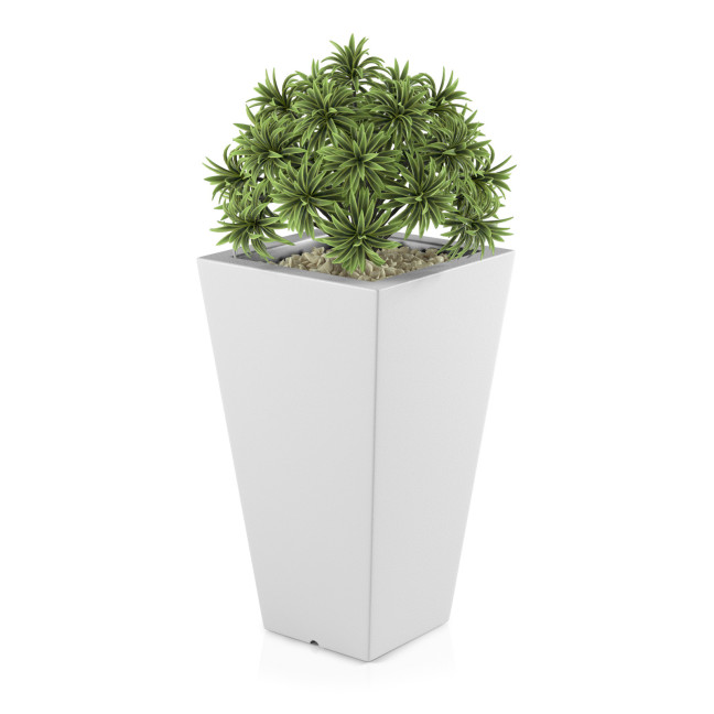 White Slim garden pot with lighting