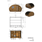 Oval Sauna Frodo 300 Outdoor for 8 people / Electric or Wood Burning Harvia Stove / High Quality Heat Treated Spruce
