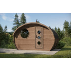 Oval Sauna Frodo 240 Outdoor for 8 people / Electric or Wood Burning Harvia Stove / High Quality Heat Treated Spruce