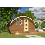 Oval Sauna Frodo 240 Outdoor for 8 people / Electric or Wood Burning Harvia Stove / High Quality Heat Treated Spruce