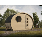 Oval Sauna Frodo 195 Outdoor for 8 people / Electric or Wood Burning Harvia Stove / High Quality Heat Treated Spruce