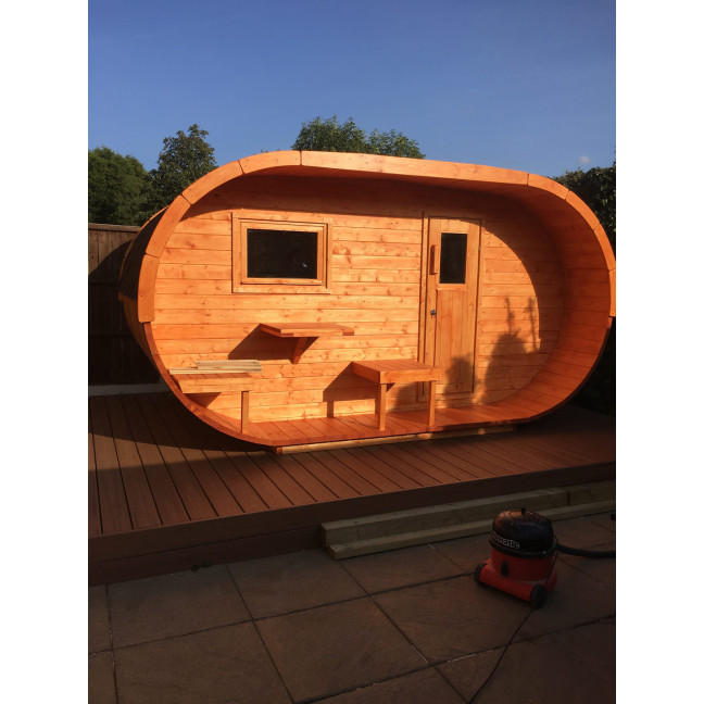 Oval Classic Garden Sauna for 5 people / Electric or Wood Burning Harvia Stove / High Quality Heat Treated Scandinavian Spruce