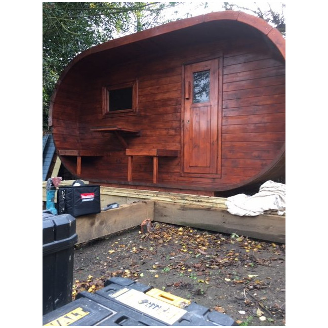 Oval Classic Garden Sauna for 5 people / Electric or Wood Burning Harvia Stove / High Quality Heat Treated Scandinavian Spruce