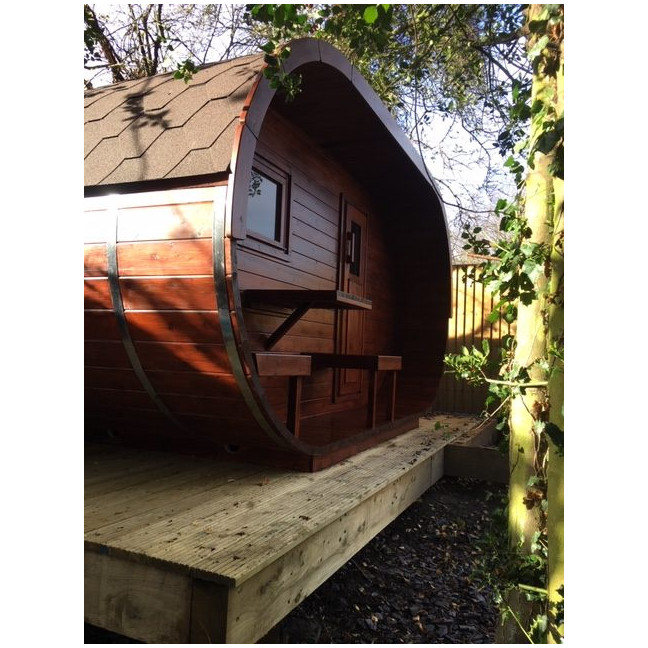 Oval Classic Garden Sauna for 5 people / Electric or Wood Burning Harvia Stove / High Quality Heat Treated Scandinavian Spruce