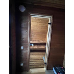 Oval Sauna Frodo 195 Outdoor for 8 people / Electric or Wood Burning Harvia Stove / High Quality Heat Treated Spruce