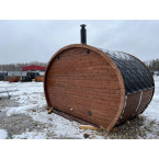 Oval Sauna Frodo 195 Outdoor for 8 people / Electric or Wood Burning Harvia Stove / High Quality Heat Treated Spruce