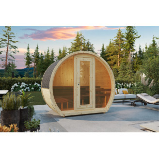 Outdoor sauna Susi 160 for 2-3 persons / Electric heating only / High-quality Nordic spruce (Pine Thermal Wood) | Wellness