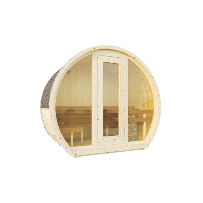 Outdoor sauna Susi 160 for 2-3 persons / Electric heating only / High-quality Nordic spruce (Pine Thermal Wood) | Wellness