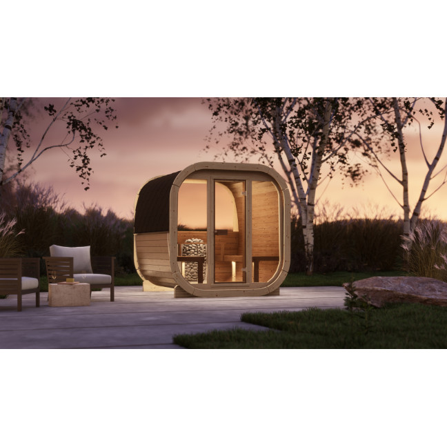 Sauna zewnętrzna Eke 220 dla 4-6 osób / Tylko ogrzewanie elektryczne / Wysokiej Jakości Świerk Nordycki ( Sosnowe Termiczne)